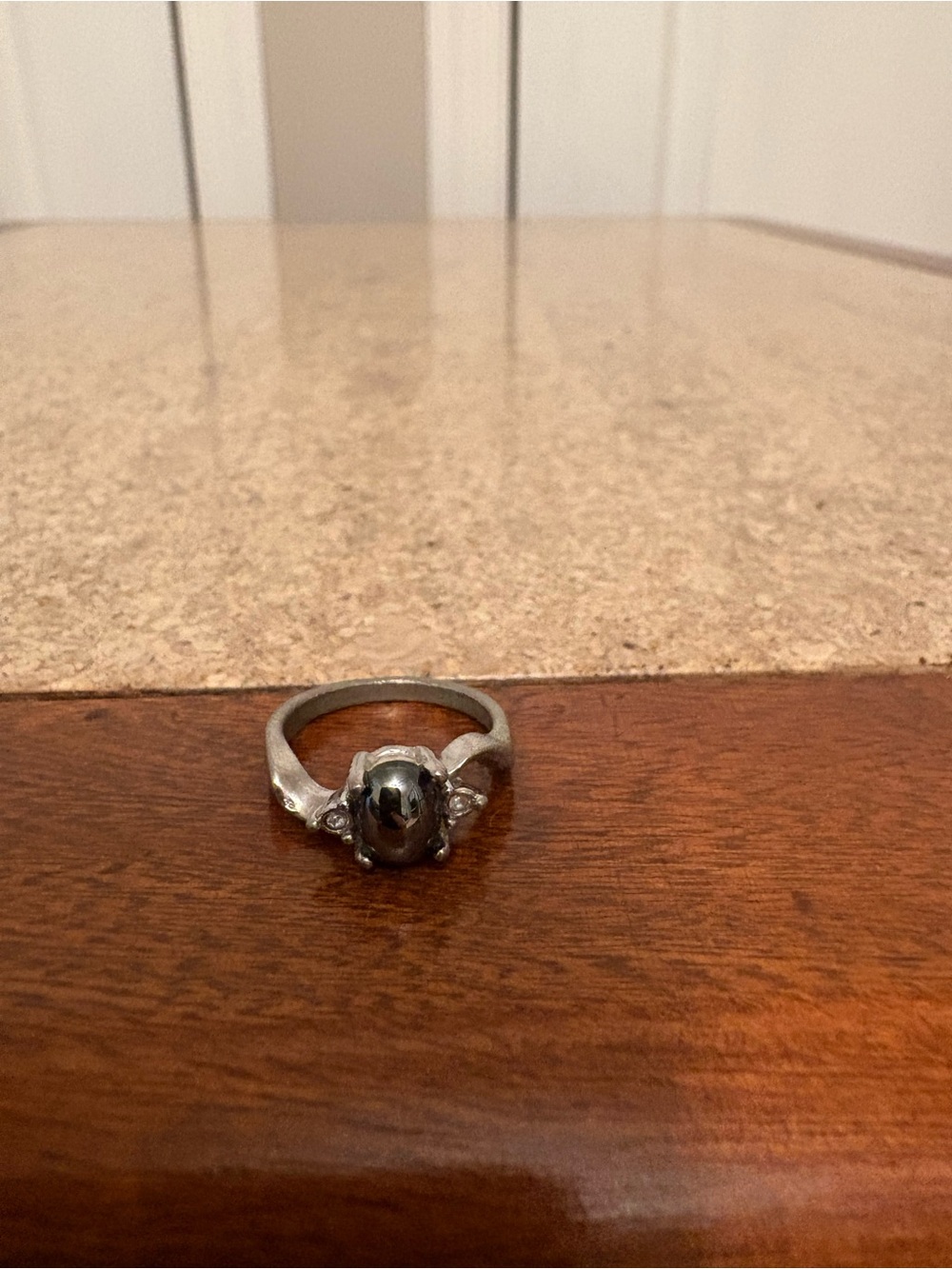 Silver Black Onyx & Cubic Zirconia Ladies Ring